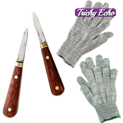 Trichy Echo Oyster Shucking Knife With 2 Pairs Level 5 Protection Food